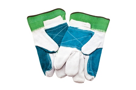 pair working gloves isolated on white backgroundの写真素材