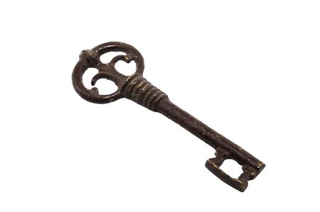 iron key isolated on white backgroundの写真素材