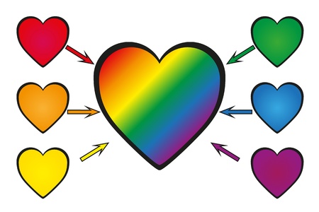 concept, rainbow in the heart on a white backgroundのイラスト素材