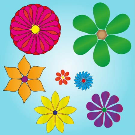 vector illustration of flowers of different shapes and colorsのイラスト素材