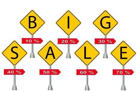 big sale on traffic signs on white backgroundのイラスト素材