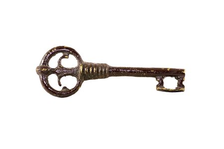 iron key isolated on a white backgroundの写真素材