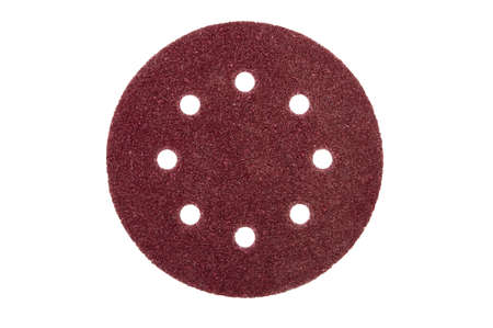 sandpaper with holes isolated on white backgroundの写真素材