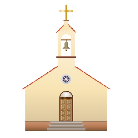 church with a cross and bell, vector illustrationのイラスト素材
