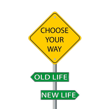 choose your way, old or new life, road signのイラスト素材