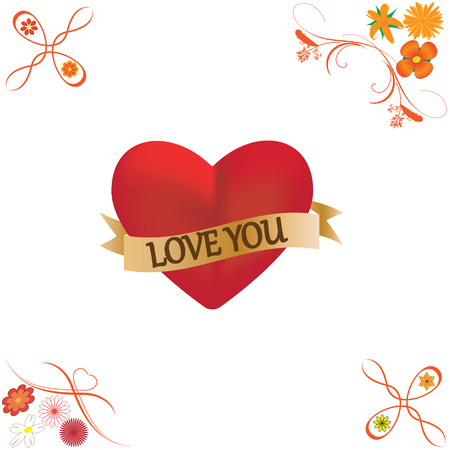 heart with flowers for valentines dayのイラスト素材