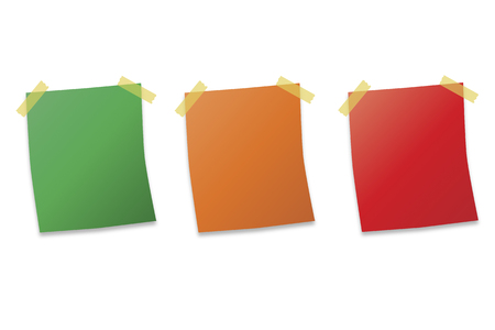 three post it notes on white background vector illustrationのイラスト素材