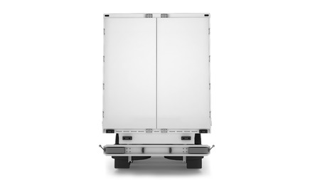 Big Cargo Truck on white background. Isolated on white. Place your creative on this blank background.の写真素材