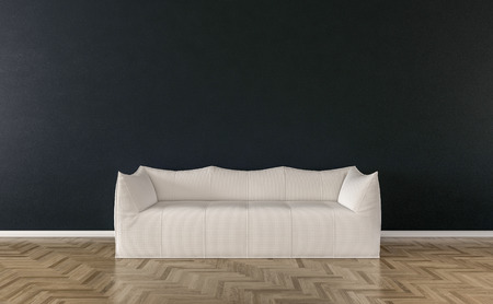 Solo sofa in empty interior - 3d illustrationの写真素材