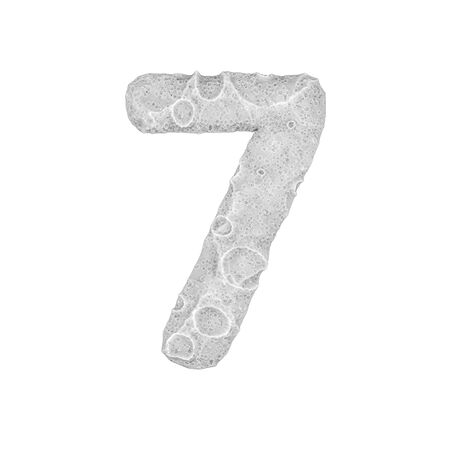 Moon stylized number 7 - on white background - 3D render