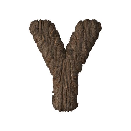 Bark letter Y - 3D illustrationの写真素材