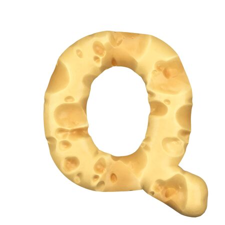3D Rendering of a Piece of Cheese in the Shape of the Letter の写真素材