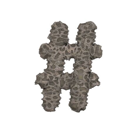Porous stone letter on white background - 3D render