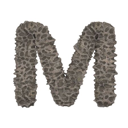 Porous stone letter on white background - 3D renderの写真素材