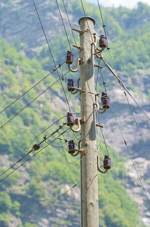 Wooden electric poleの写真素材