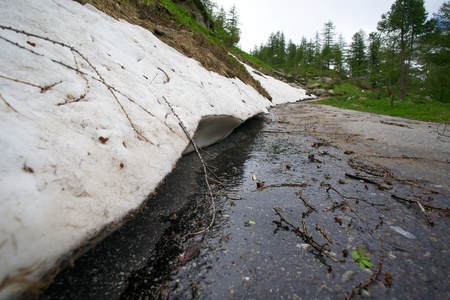 Dangerous road in the mountains of Switzerlandの写真素材