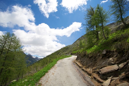 Dangerous road in the mountains of Switzerlandの写真素材