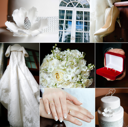 Wedding collage in white color themeの写真素材
