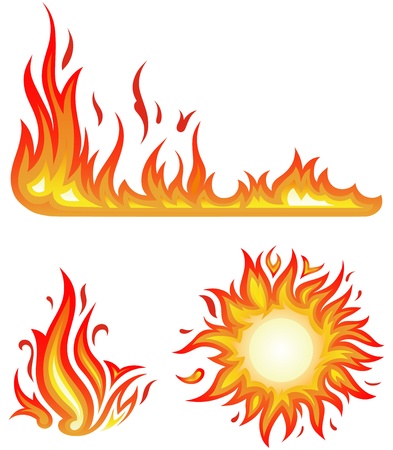 Vector set  fire flames - collageのイラスト素材