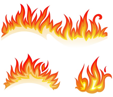 Vector set  fire flames - collageのイラスト素材