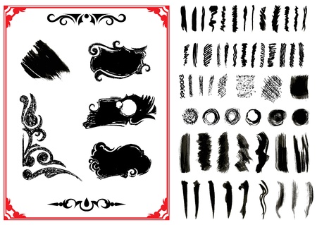 Vector Illustration. Set of grunge brush strokesのイラスト素材