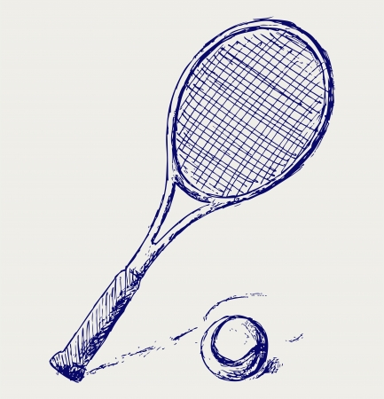 A tennis racket and ballのイラスト素材