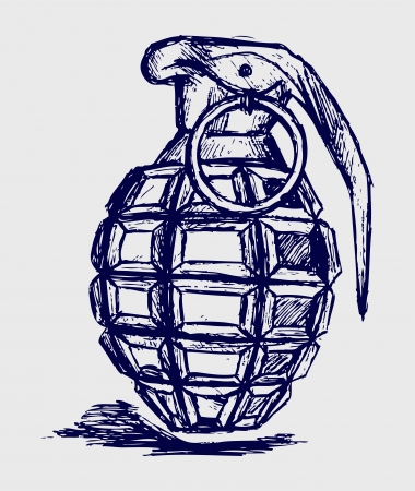 Hand grenade. Sketchのイラスト素材