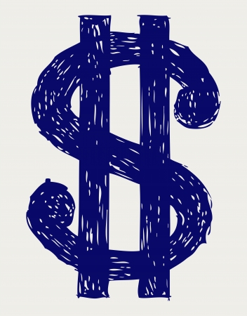 Dollar sign. Sketchのイラスト素材