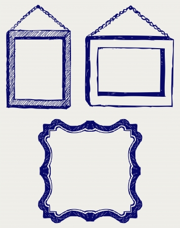 Three empty frame. Doodle styleのイラスト素材