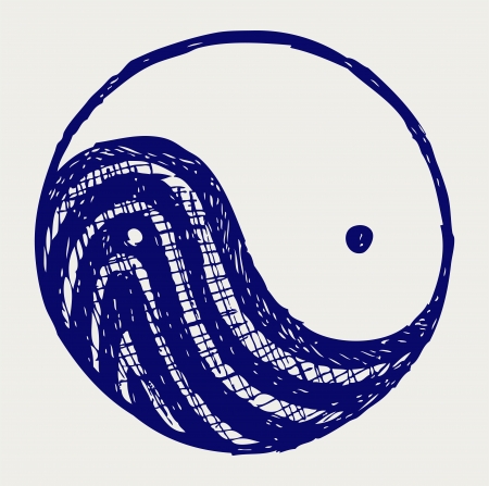 Ying yang sketch symbolのイラスト素材