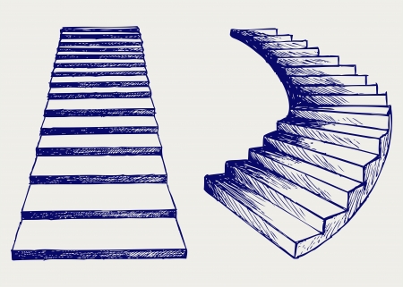 Staircase. Doodle styleのイラスト素材