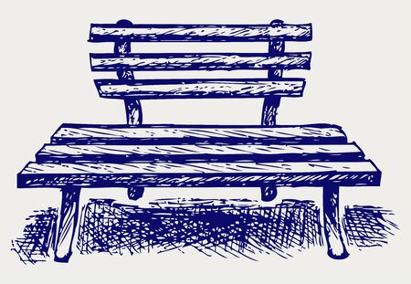 Wooden bench. Doodle styleのイラスト素材