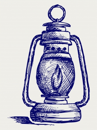 Kerosene lamp. Doodle styleのイラスト素材