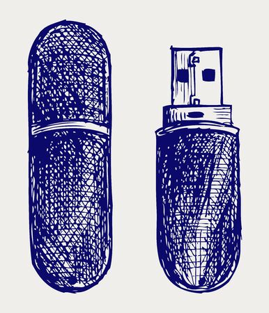 Usb flash memory  Doodle styleのイラスト素材