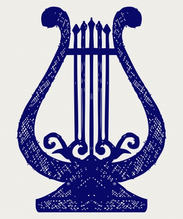 Illustration of lyre. Doodle styleのイラスト素材