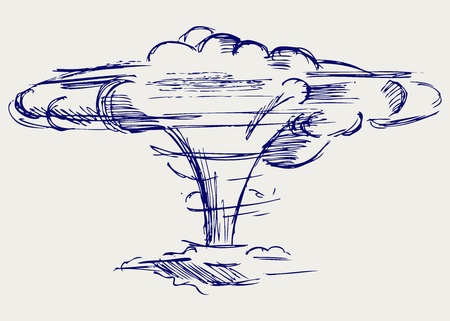 Atomic explosion. Doodle styleのイラスト素材