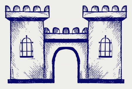 Ancient fortress. Doodle styleのイラスト素材