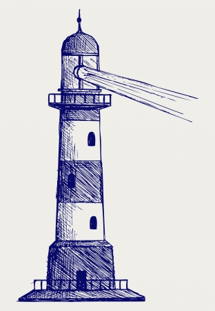 Lighthouse. Doodle styleのイラスト素材