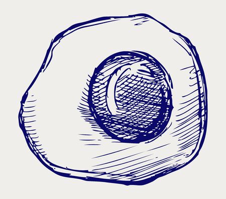 Fried egg  Doodle styleのイラスト素材