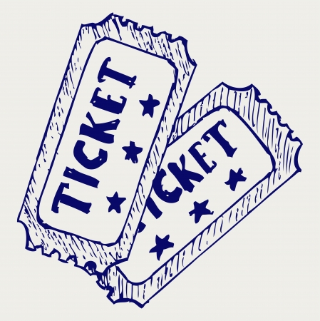 Cinema ticket. Doodle styleのイラスト素材