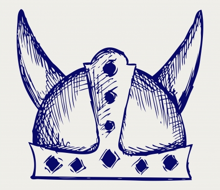 Viking helmet. Doodle styleのイラスト素材