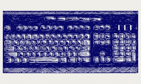 Modern computer keyboard. Doodle styleのイラスト素材