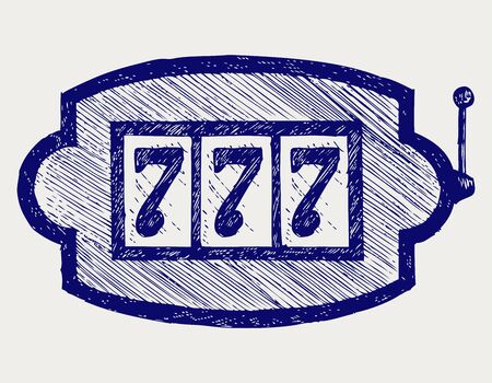 Winning in slot machine. Doodle styleのイラスト素材