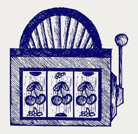 Winning in slot machine. Doodle styleのイラスト素材