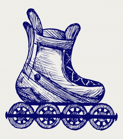 Inline skate. Doodle styleのイラスト素材