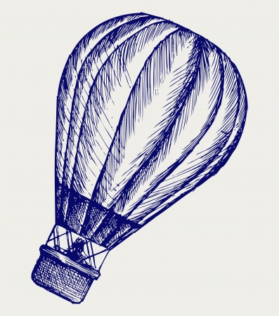 Hot air balloon. Doodle styleのイラスト素材