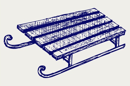 Wooden sled. Doodle styleのイラスト素材