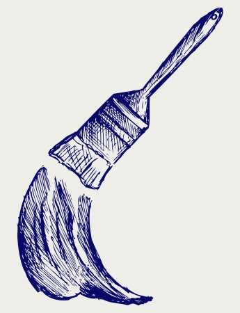 Brush and paint. Doodle styleのイラスト素材