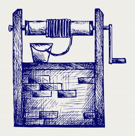 Rustic draw-well. Doodle styleのイラスト素材