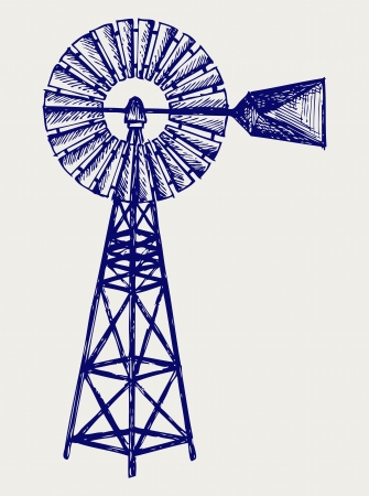 Old windmill. Doodle styleのイラスト素材